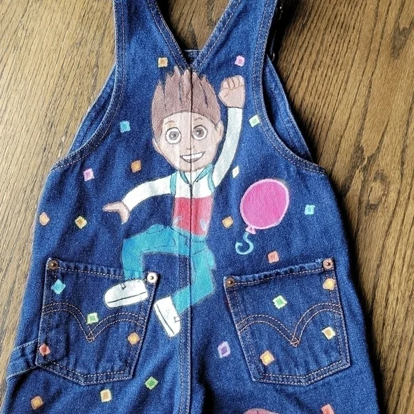 Levi's Jean Overall Paw Patrol Fabric Paint Denim Custom Toddler sz.2-5T Unisex - Picture 8 of 16